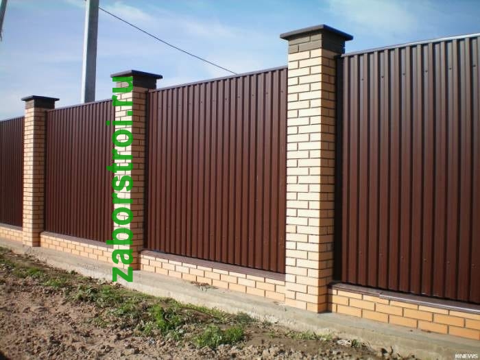Забор из металлического профлиста под ключ с установкой 100 метров